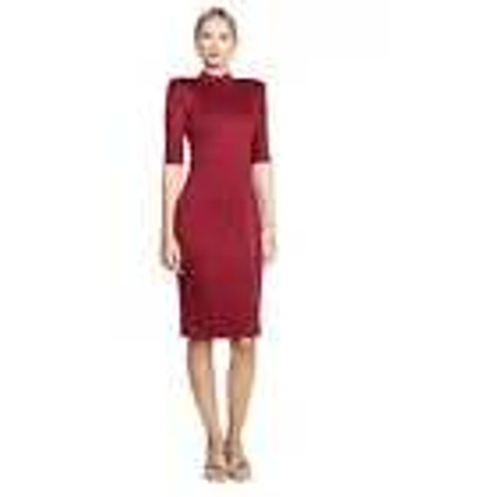 Alice + Olivia Inka‎ Mock Neck Dress Bodycon Zipper Front Burgundy Size 4